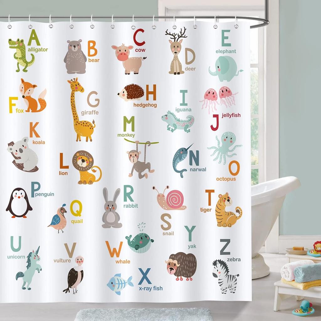 animal forest shower curtain bear fox deer squirrel waterproof bathroom decorative shower curtain 180 x 180cm with 12 hooks