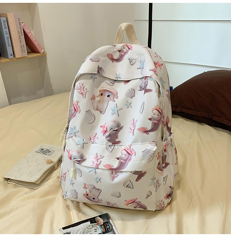 School Bag High Value Printing Cartoon Back Large Capacity Junior High School Students Cute Casual Light Versatile