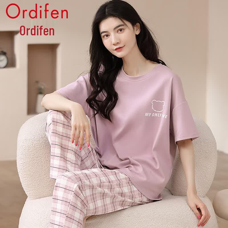 Ordifen Women s 100% Cotton Short-Sleeve Pajama Set XXL
