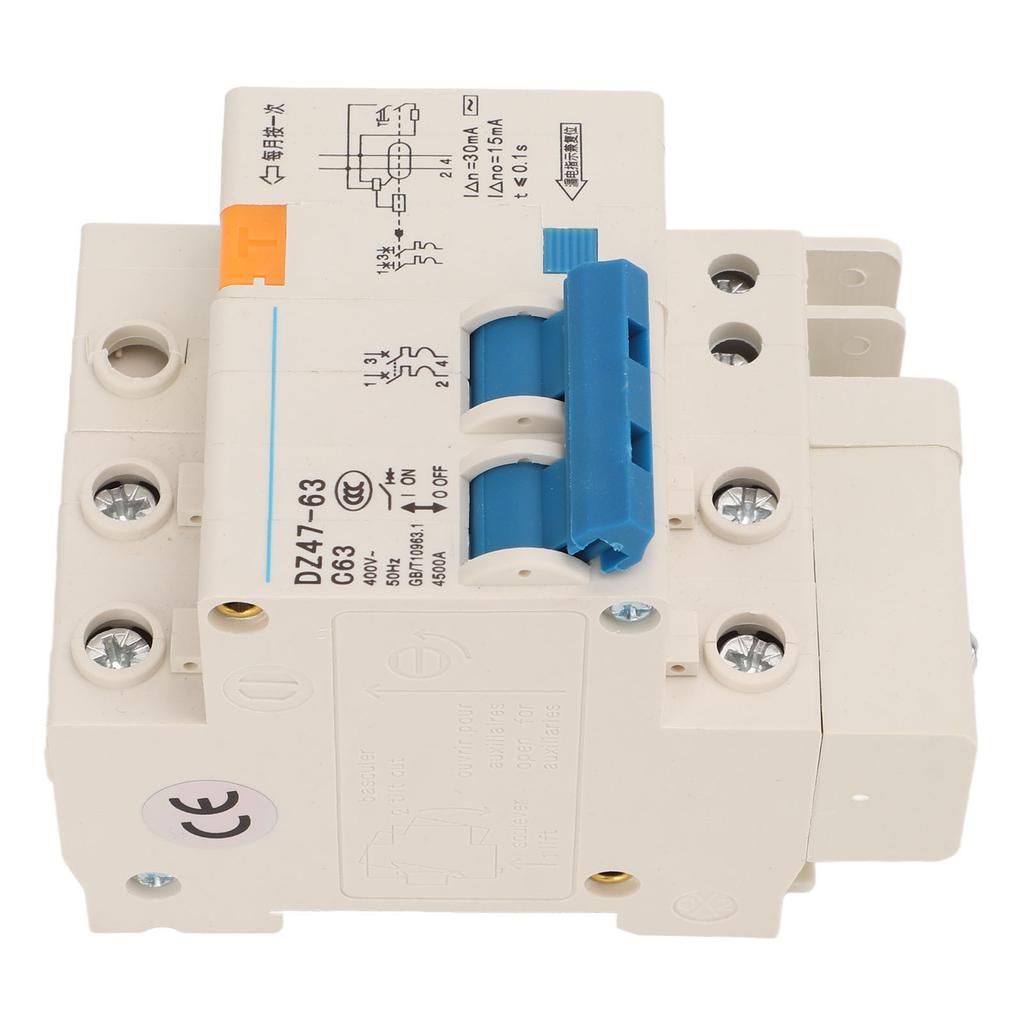 63A Circuit Breaker 2P Leakage Protection Air Switch DIN Rail Mounting Miniature Circuit Breaker 400V