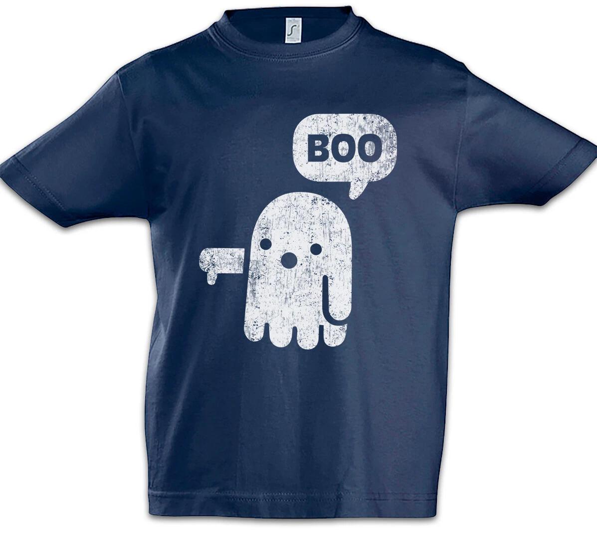 Boo II Kids Boys T-Shirt Fun Ghost Spirit Nerd Geek Halloween Ghost Ghost- 140