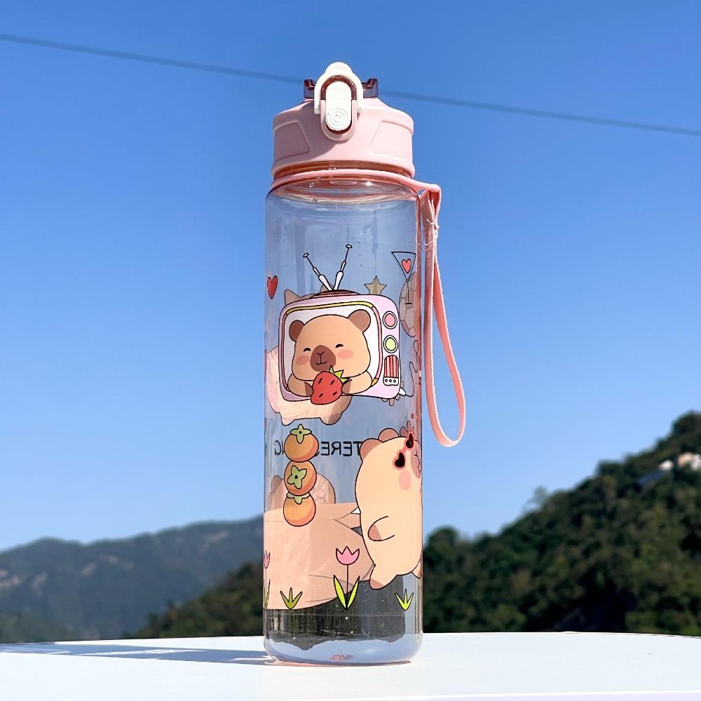 Capybara Printed Straw Cup Portable Sports Cup Creative Water Bottle  Outdoor Travel
