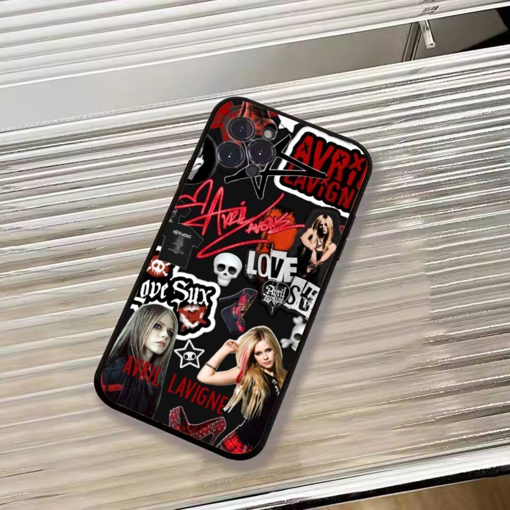 Zangeres Avril L-Lavigne Telefoonhoesje Voor iPhone 17, 16,15,14,13,12,11 Plus,Pro Max, Anderen Zacht Zwart Hoesje