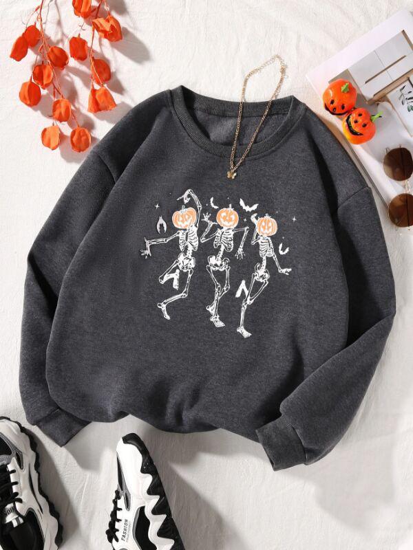 American Halloween Women's Colorful Letter Sweatshirt - Long Sleeve, Winter, Round Neck