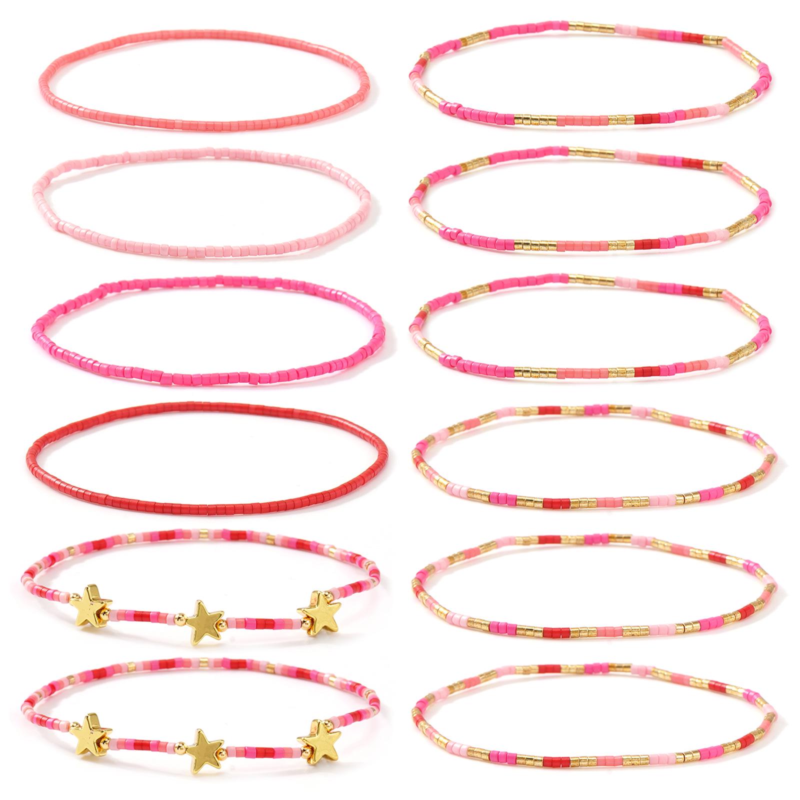 

12-Piece Holiday Pentagram Bracelet Set - Festive European & American Style Jewelry