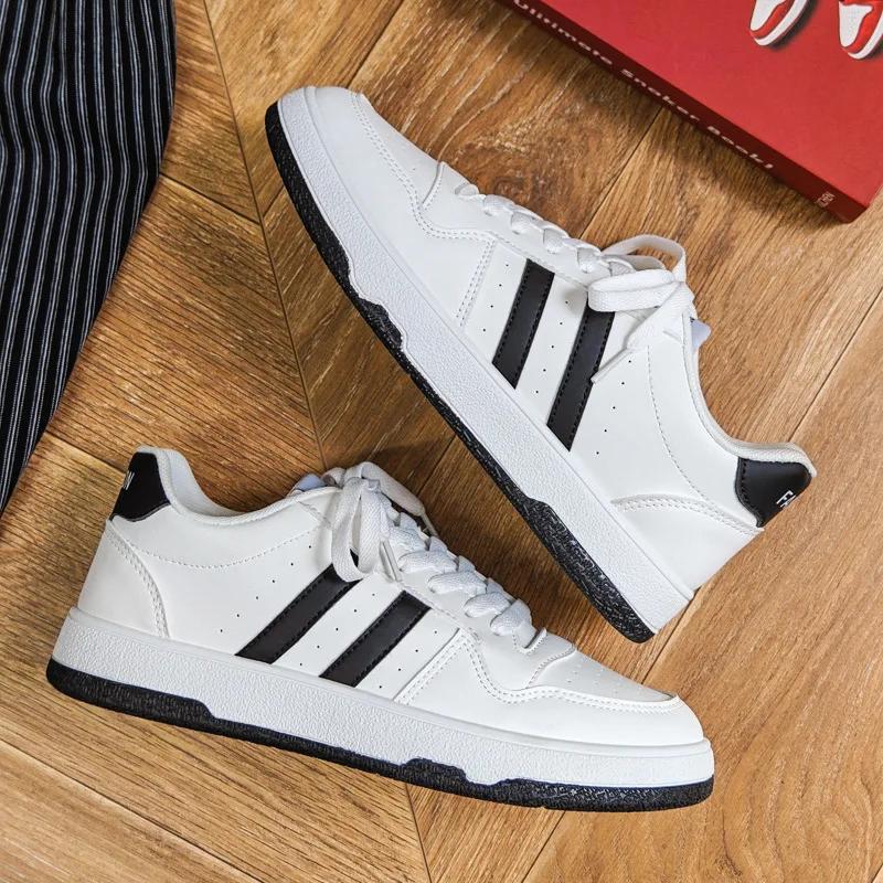 Men White Sports Shoes 2024 New Comfortable Mesh Breathable Men's Casual Sneakers Versatile Lace-up Vulcanized Shoes Man Shoes