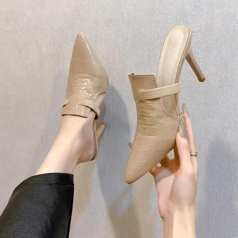 Fashion 2025 New style Baotou type high-heeled shoes pointy heel 8.5CM comfortable casual wear fashion sandals Hollow sexy single shoes