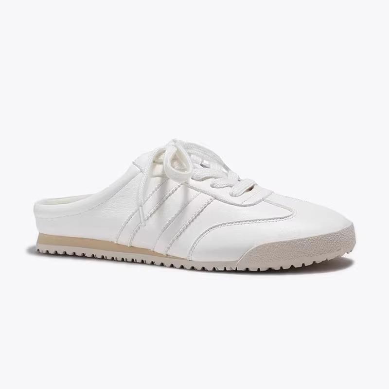 Soft Leather Version~ Inner Height Increase 5cm Fashion Outer Wear Half Slippers Trend One Pedal White Shoes Without Heel Board Shoes Children