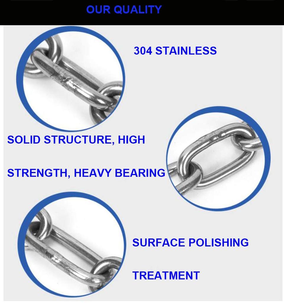 MIKMAYTOO High-Durability Stainless Steel Chain for Home Swings, Pets, and Camping (1.4mm-0.5m)