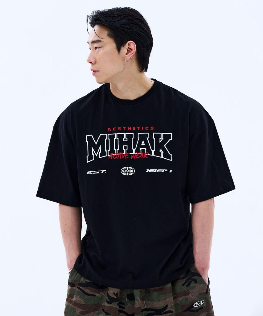 Mihag Stroke Arch Logo Oversized T-Shirt (Black)