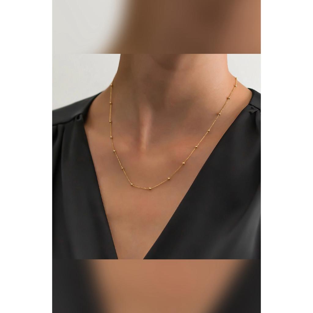 Steel Tarnish Resistant Women's Bulk Chain Model Gold Plated Thin Elegant Necklace