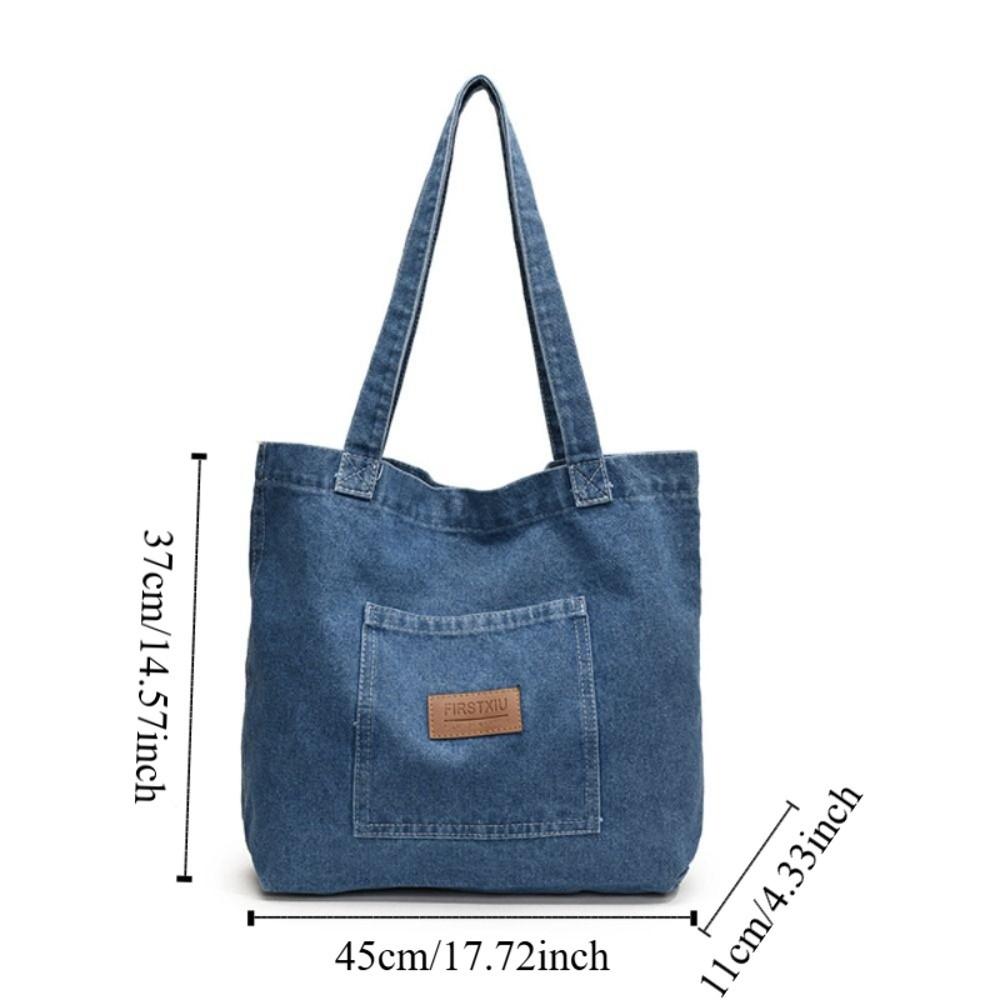 Large Capacity Denim Shoulder Bag Retro Leisure Tote Bag School Bag Cowboy Underarm Bag  Women