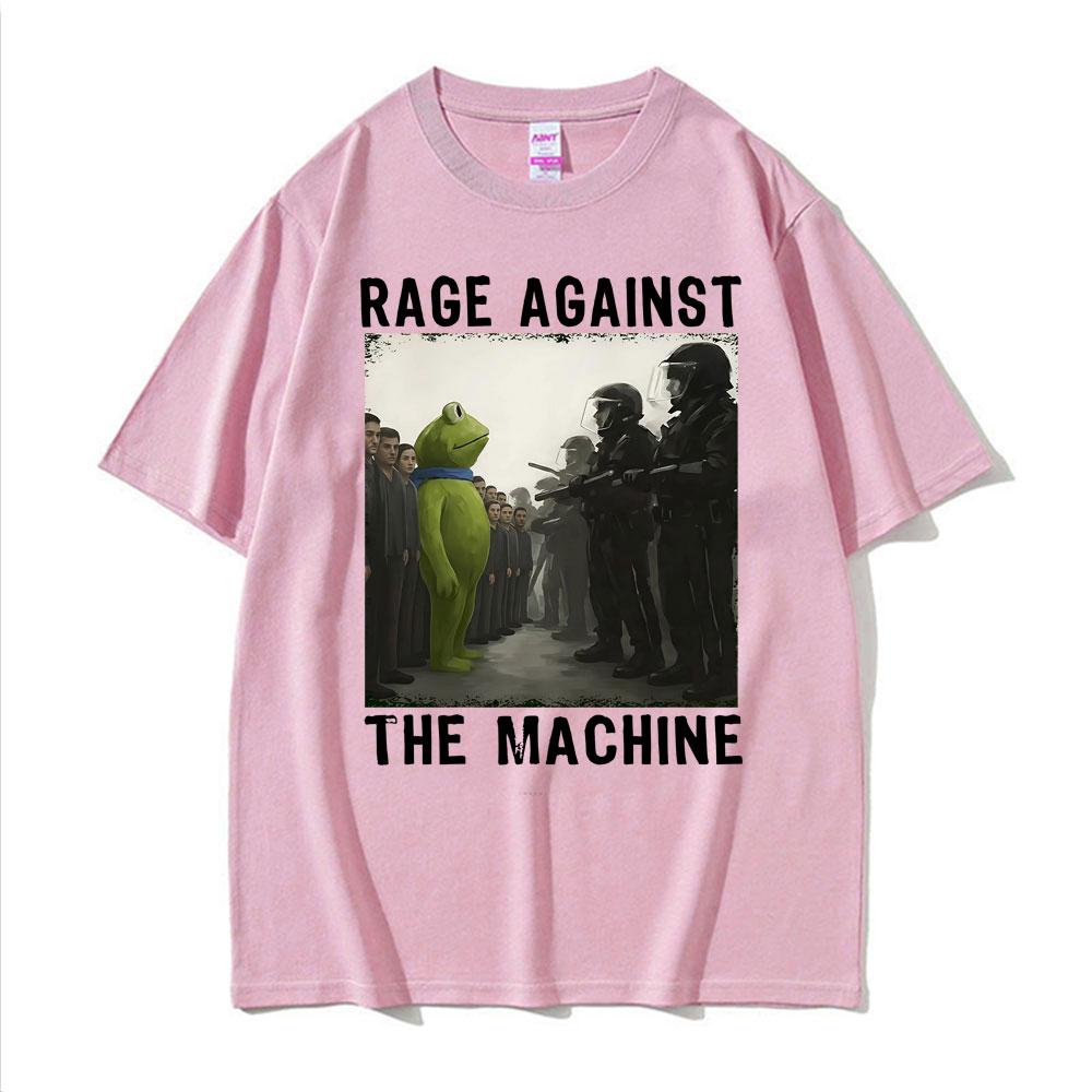 Rage Against The Machine Frosch Protest Lustiges T-Shirt Unisex Modetrend Oversized Sommer Herren Hohe Qualität 100% Baumwolle T-Shirt