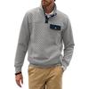 Moletom Masculino de Inverno Cor Sólida Xadrez Diamante Moletom Casual Masculino com Bolso e Botões