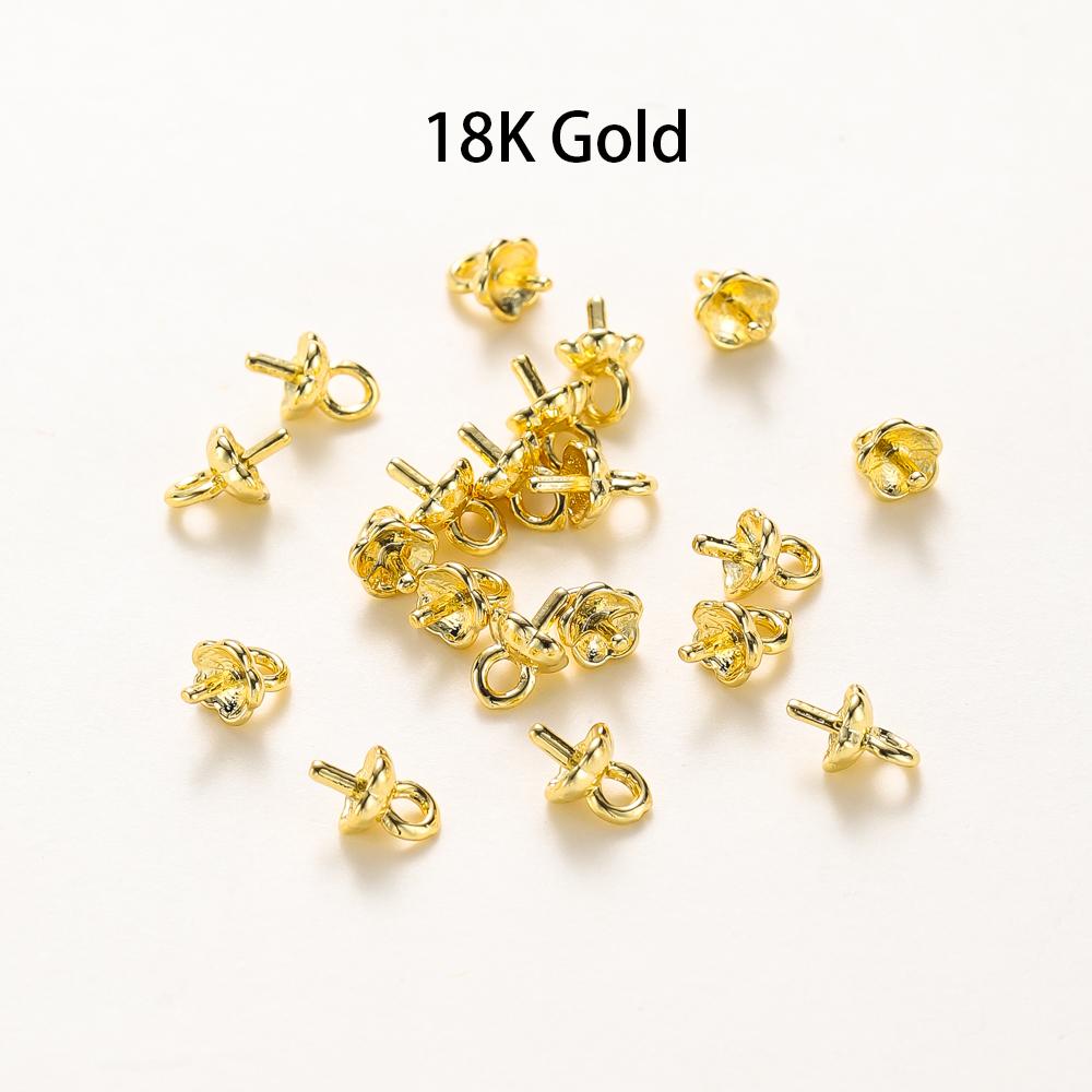 20pcs 14K 18K Gold Pearl Screw Eye Pins Beads Caps End Pendant Connect Beads For DIY Jewelry Charm Making Accessories Findings