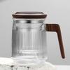 400ML Stripe Heat Resistant Glass Tea Water Separation Tea Cup With Wood Handle Brewing Flower Puer Cups Kung Fu Tea Mug Set
