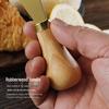 Gold Stainless Steel Cheese Knife Set with Rubber Wood Handle - Includes Cheese Knife, Tableware Knife, and Fork