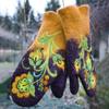 Winter Thermal Warm Cold Weather Full Finger Gloves Women Floral Embroidery Windproof Skiing Riding Breathable Mittens