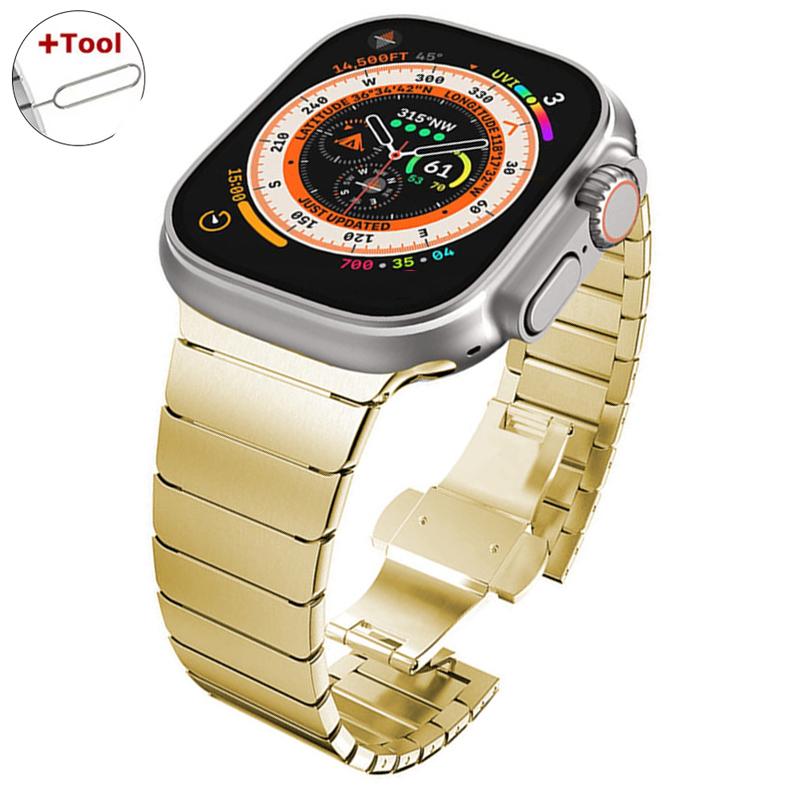 Ultra 2 1 Titanium Color For Apple Watch Ultra 49mm 45mm 44mm 42mm Luxury Bracelet iWatch 46mm 41mm 8 9 10 Stainless Steel Band