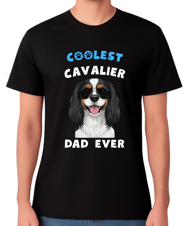 Coolest Cavalier Dad Ever T-Shirt Dog Lover Father Gift Unisex Tee S
