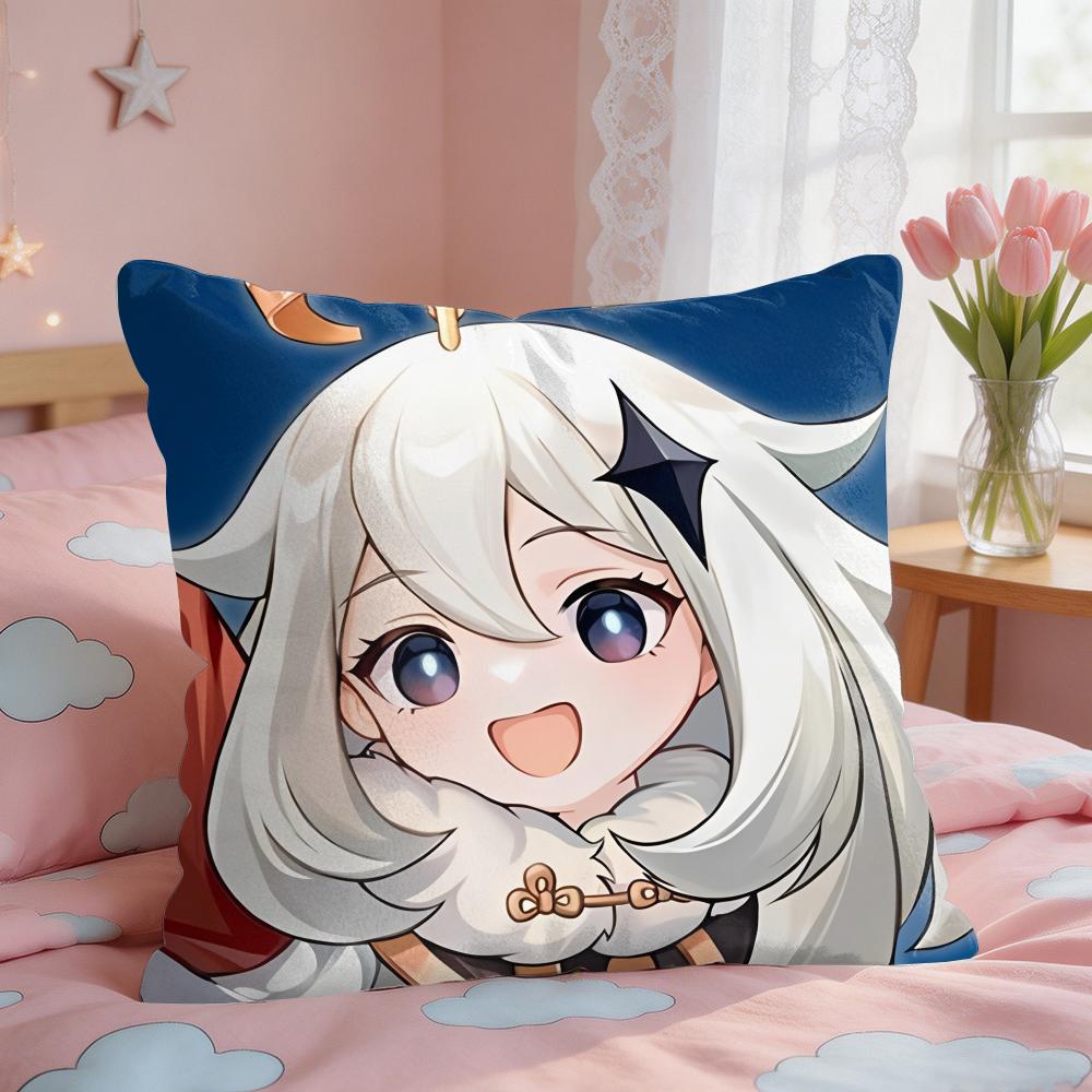 Paimon Cute Genshin Impact Cushion Cover Square Short Plush Pillow Case Living Room Sofa Home Decor Funda X