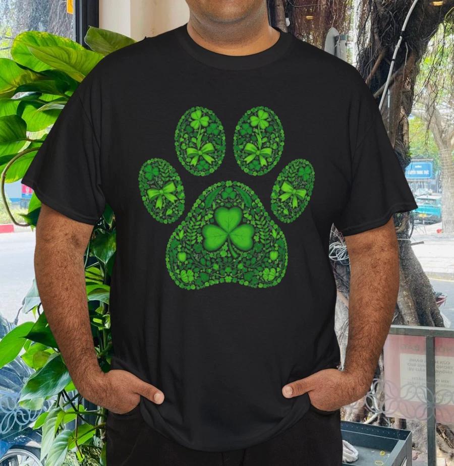 

St. Patrick s Day Irish Paw Print Tee, Dog Lover Shirt M