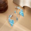 Luxury Blue Painted Elf Ear Cuffs for Women Fish Animal Clip On Earrings Fairy Wings Without Piercing Wedding Jewelry Gifts