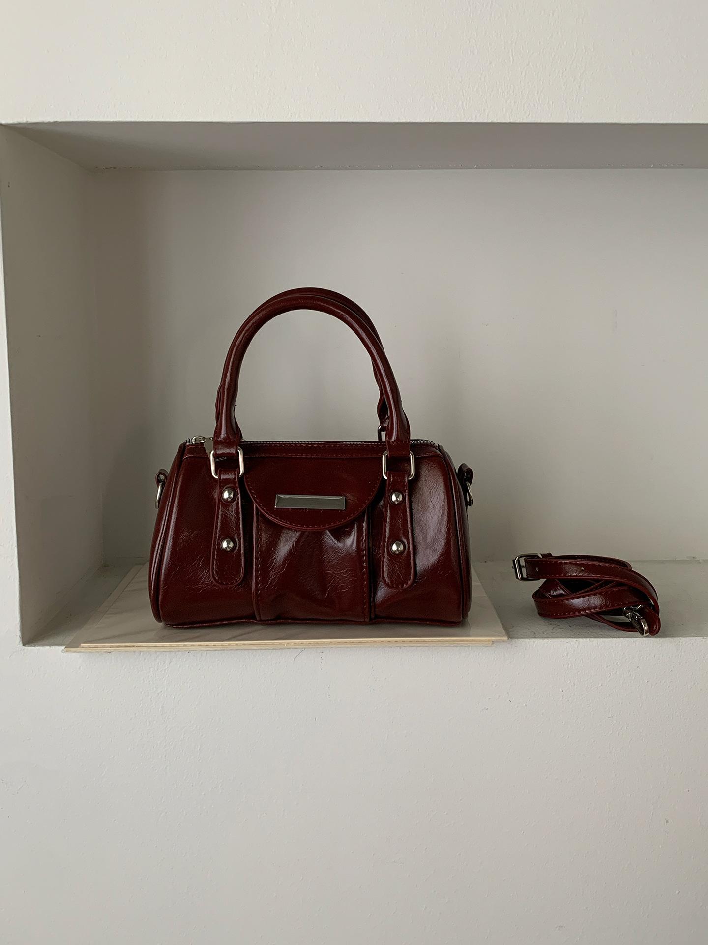 

Fashi Mini Handbag For Women Commuter Bost bag Bright PU Leather Pure Color ladies Shoulder Crossbody Bags bolsa totes