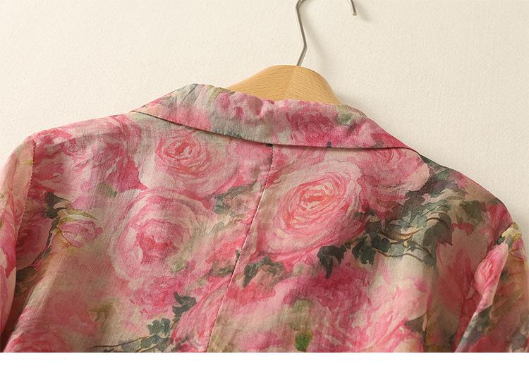 Vintage Floral Lockere Passform Ultra-Dünner Ramie Sonnenschutz Anzug