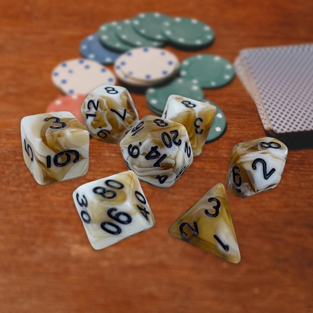 7 Stück Acryl Polyeder Würfel, Rollenspiel Sammlung Brettspiel Langlebige Requisiten für RPG