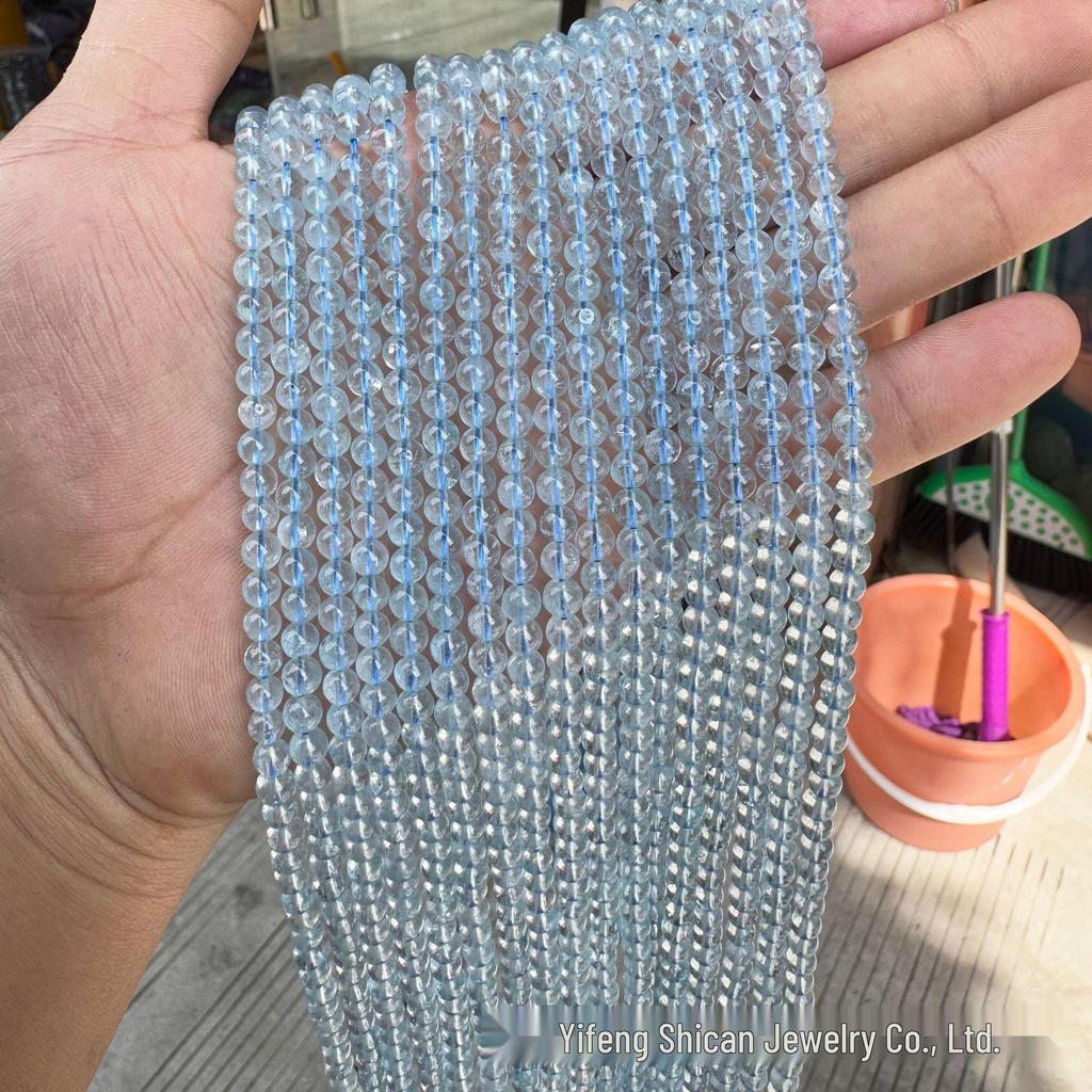 Natural Ice Blue Topaz Round Beads – Transparent DIY Jewelry Accessories