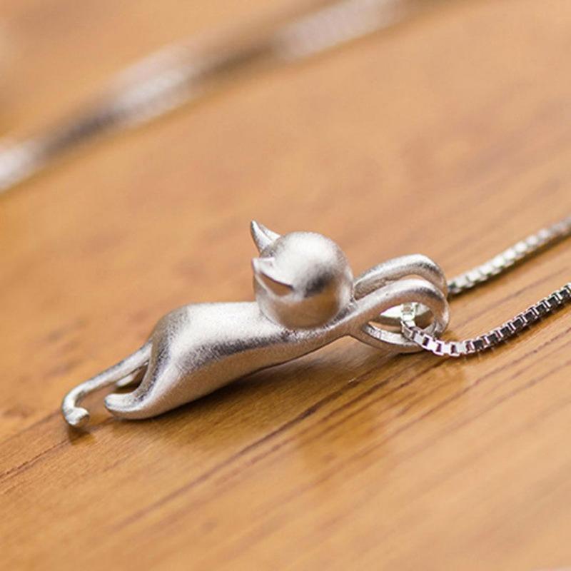 Gioielli da donna con ciondolo con ciondolo a forma di gatto rampicante carino da donna