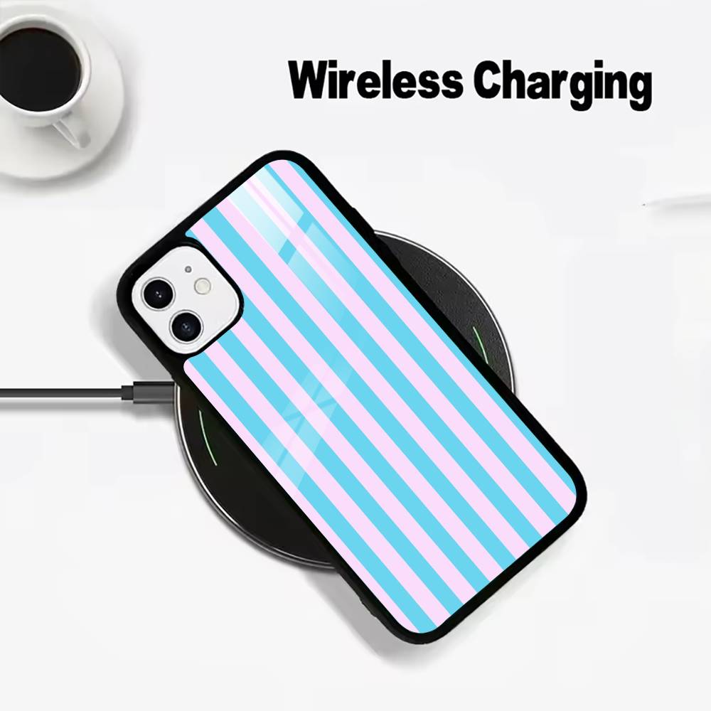 Nice -colorful -stripes For IPhone17 16 15 14 13 12 11 Plus Pro Max Plus Wireless Charger Phone Case