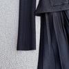 2026 Spring Women's Classic Black Knit Dress with Contrast Collar