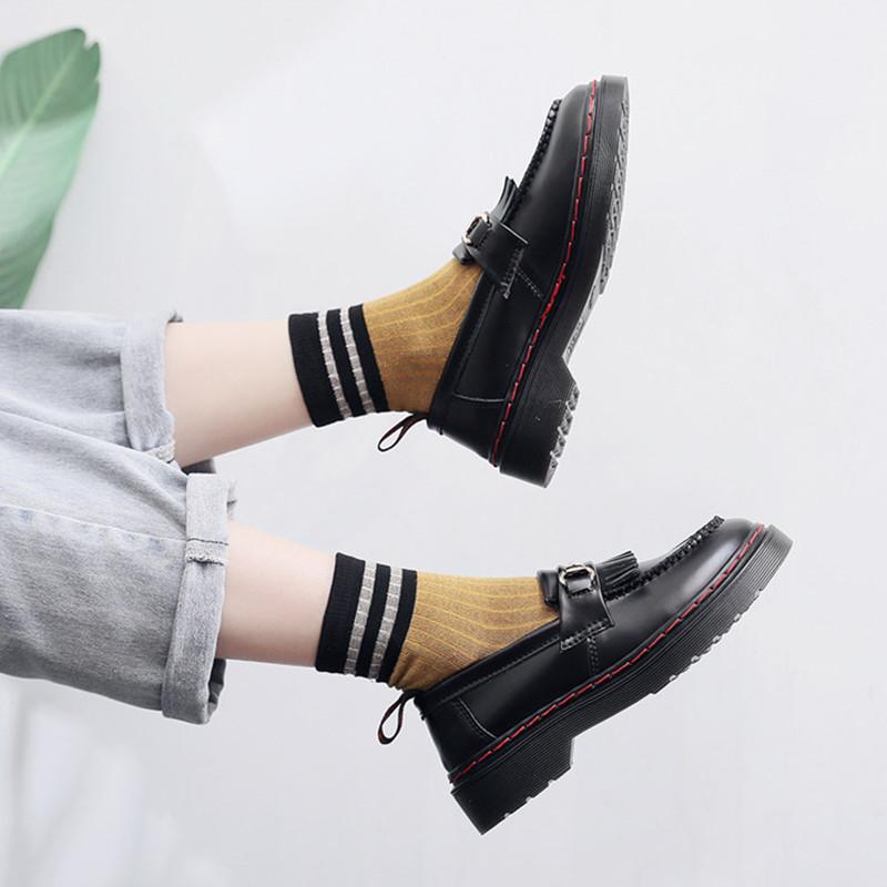 Black Genuine Leather Loafers Man British Style Fashion Tassel Platform Shoes For Man Women Business Casual Shoes Big Size 35-46