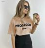 Camisetas de Moda de Verano con Estampado de Letras Prosecco Algodón Streetwear Americano Tops para Mujer 2024 Nuevas Manga Corta Cuello Redondo Holgadas Camisetas Y2K