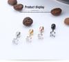 Mixed Round Zirconia Stud Earrings Set, Stainless Steel, Four-Prong Design.