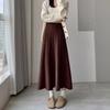 European, American Autumn and Winter New Solid Color Elastic Waist Design Sense Texture Medium and Long Versatile Skirt Foreign Style Knitted Skirt