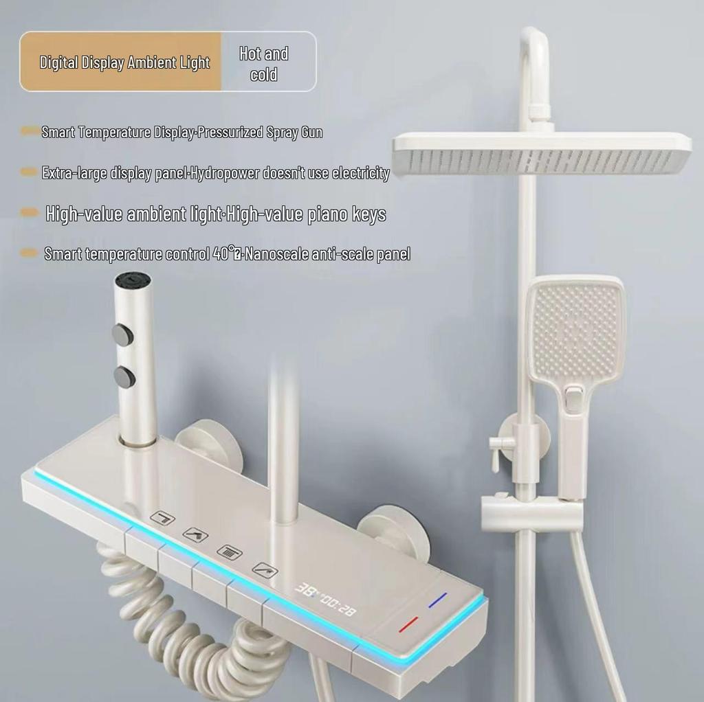 Modern Smart Constant Temperature Shower Faucet Set - Complete Pressurized Shower System for Household Use.