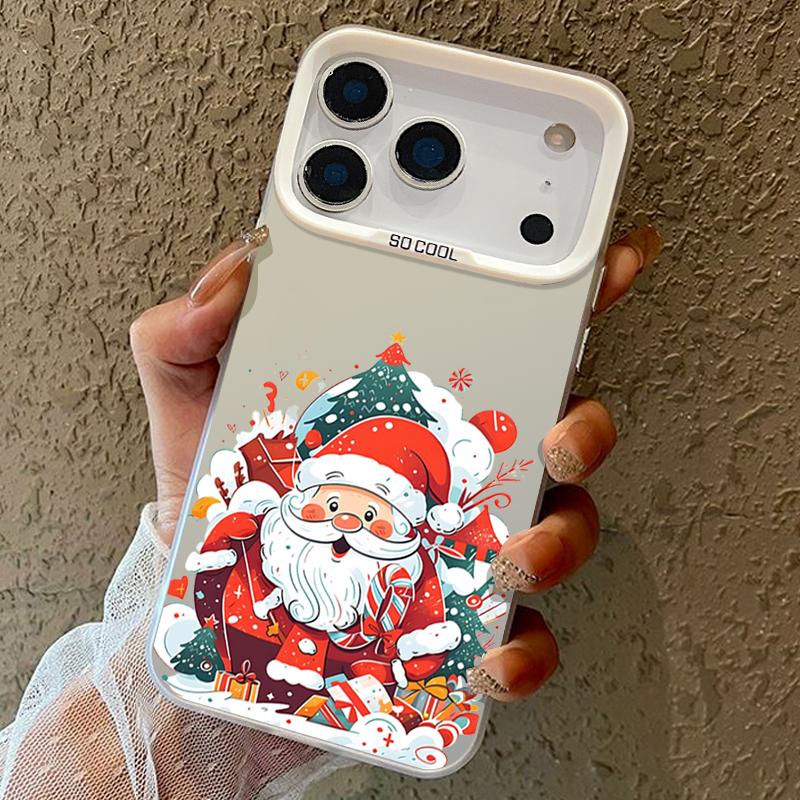 IMD Christmas Tree & Santa Case for iPhone 17 16 15 14 Pro Max/13 Shockproof Hard Cover with Fade-Resistant Design