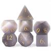Cusdie Cat's Eye Stone DND Dice Handmade D4-D20 Polyhedral Gemstone Dice Set with Leather Box for Tabletop RPG Collection