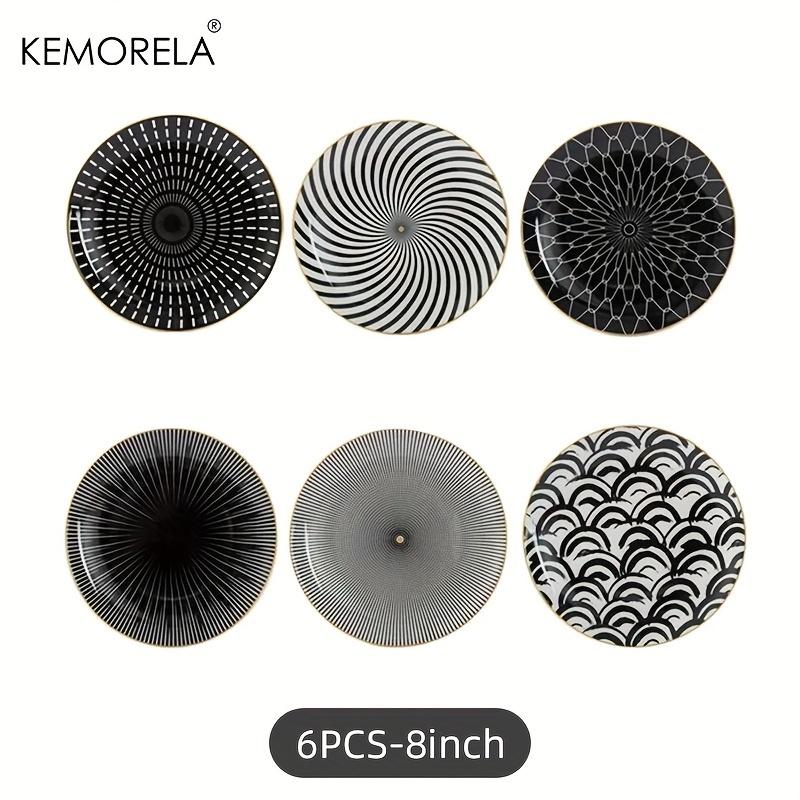 6PCS Tableware Phnom Penh Geometry Tableware 8/10 Inch Ceramic Dinner Plate Dish Porcelain Salad Plate Steak Serving Plate