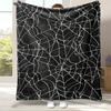 Flannel Blanket Spider Web Pattern Black White Gothic Decorative Throw for Sofa Couch Bedroom Halloween Atmosphere Creating