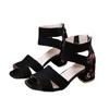 Embroidered Flower Open-toe Bag Heel Roman Shoes Women's 2024 Summer Chunky High-heeled Sandals Plus Size Fashion Sandals