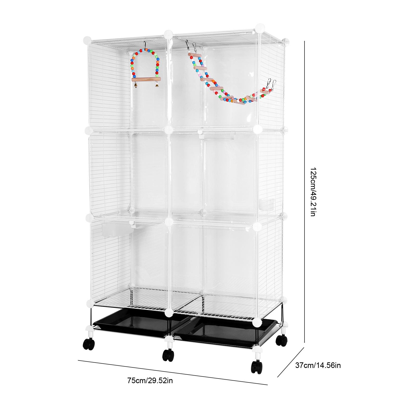 Клетка для птиц большого размера на колесиках с качелями, лестницей, ножками против засорения, защитой от брызг, роскошная вилла для попугая, кореллы, скворца, зяблика