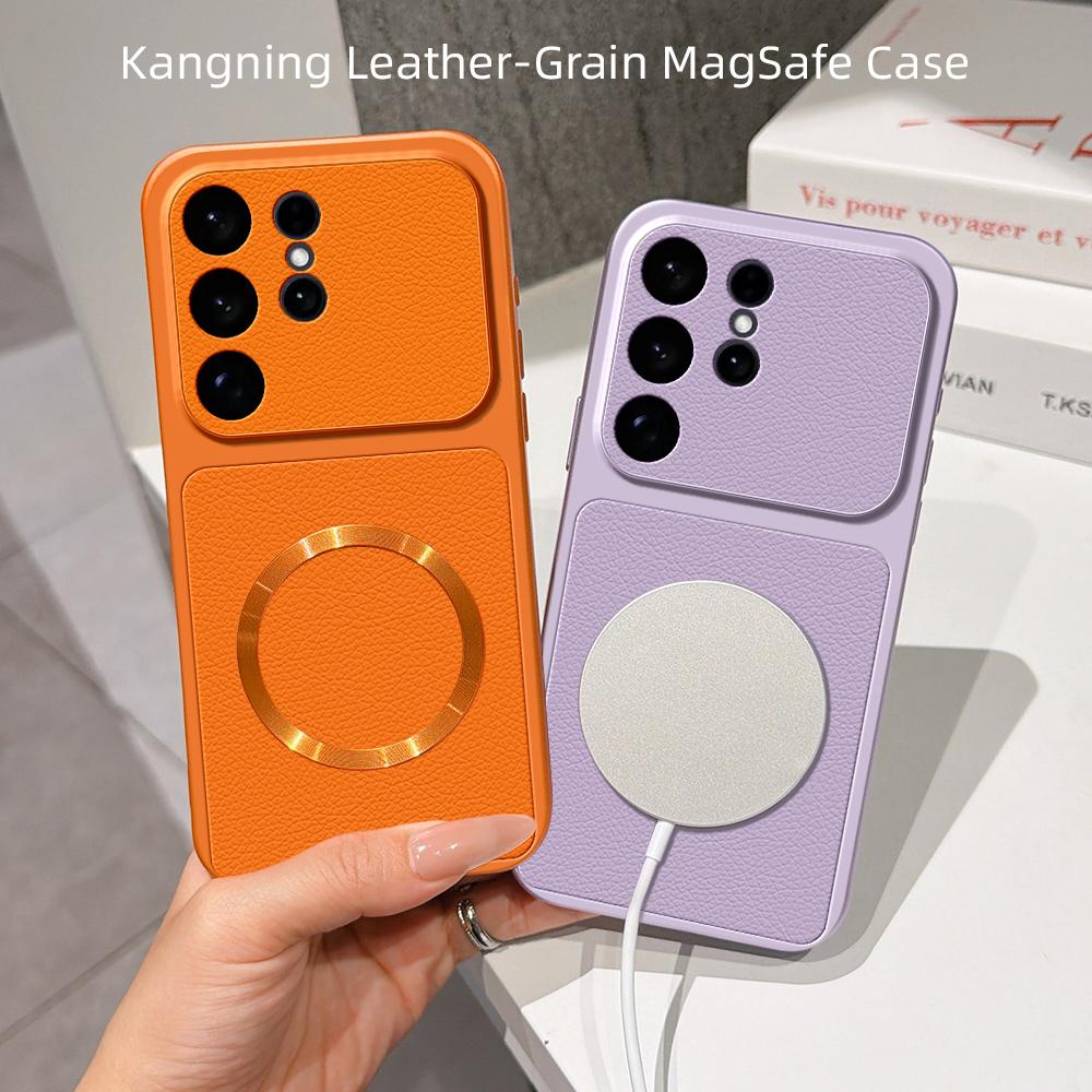 For Samsung Galaxy S26 S25 S24 Ultra FE Edge Plus Case New Lychee Pattern CD Magnetic Ring Ultra-Thin Anti-drop Cover Funda