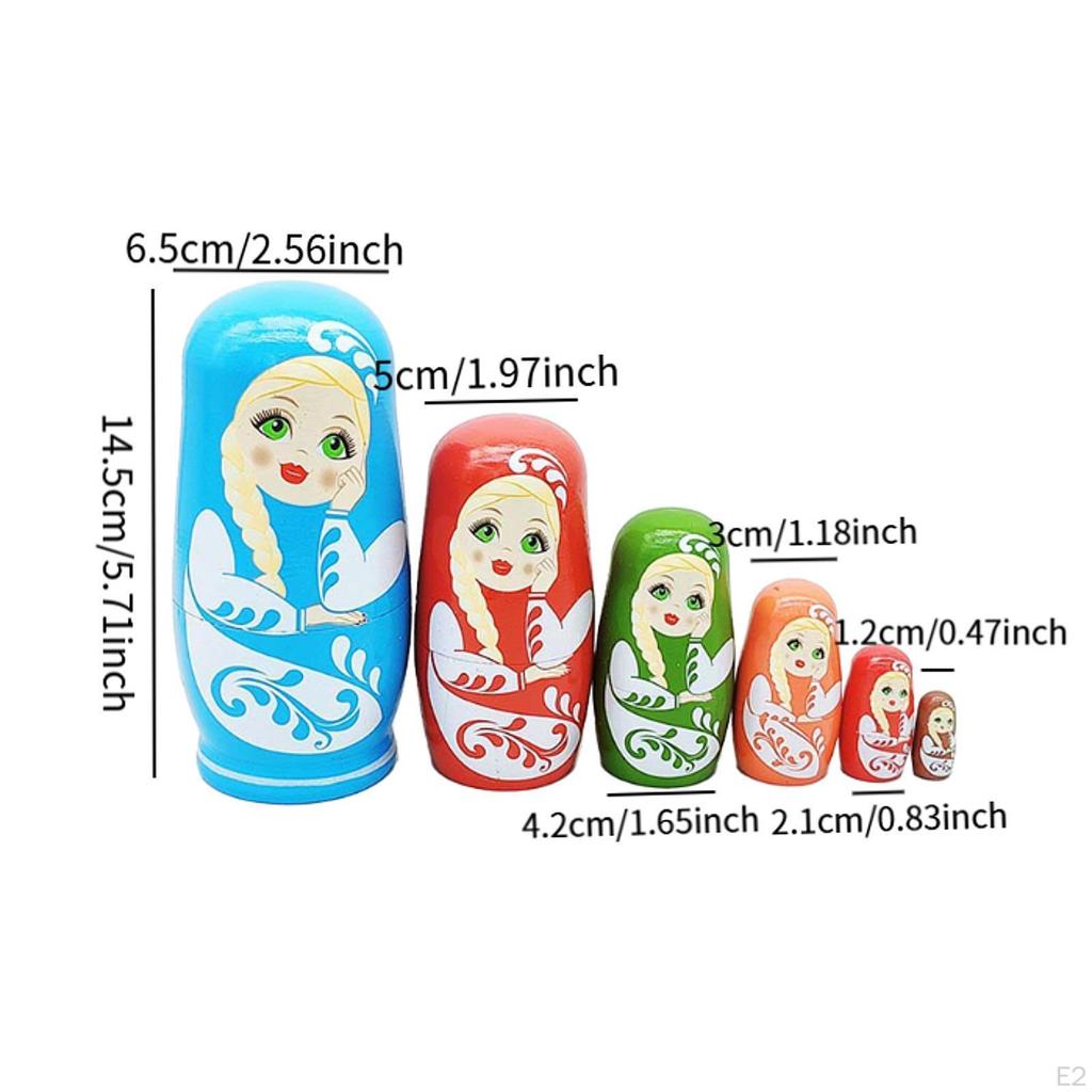 6 Matryoshka Dolls Collectible Craft Set for Home Decoration