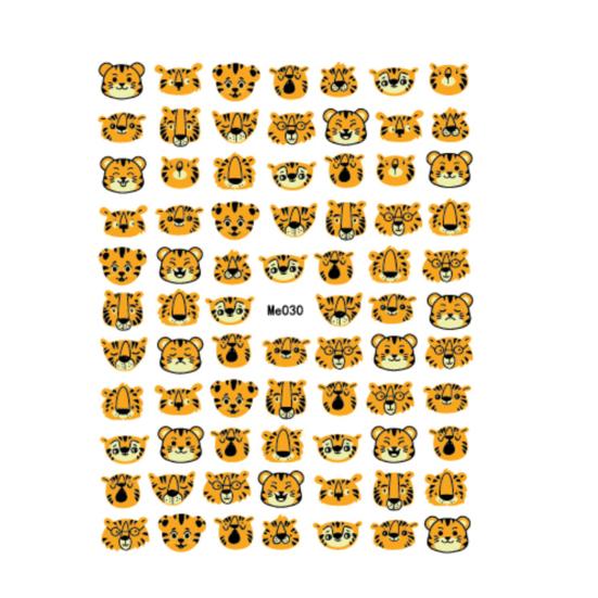 Nail Sticker Vivid Cartoon Ultra Thin Watercolor Tiger New Year Slider Manicure Wraps for Manicure