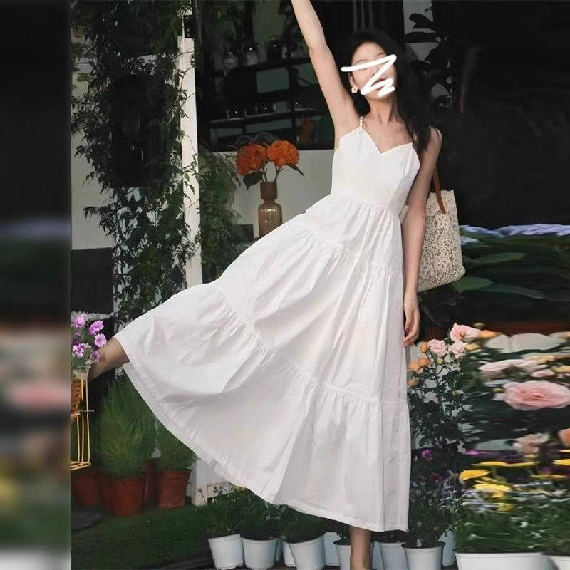 White Suspender Dress Women's Summer New Gentle Wind Temperament Niche Design Sense Japanese First Love Long Dress