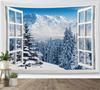 Starry Sky Tapestry Snow Mountain Wall Hanging Pine Tree Forest Tapestries for Bedroom Living Room Dorm Decor,80Wx60H inches